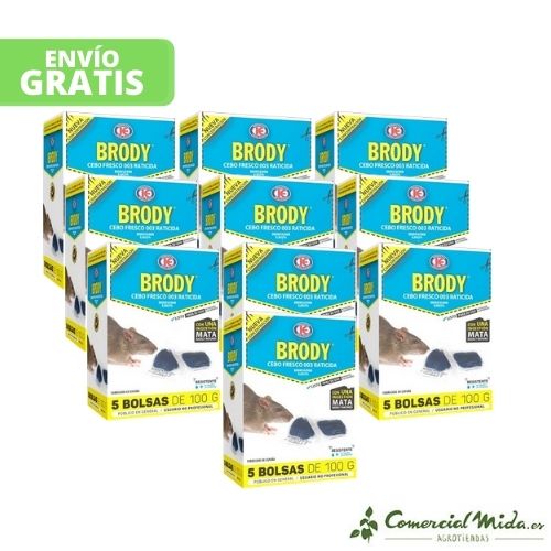 Raticida Brody Uso Doméstico 500 gr pack de 10 unidades