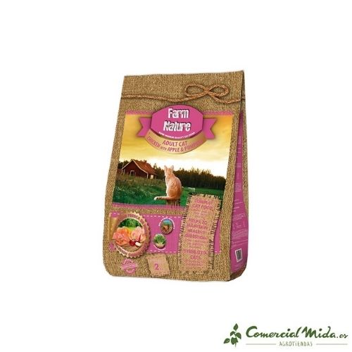 Pienso para gatos Farm Nature de pollo con manzana y calabaza 2 Kg