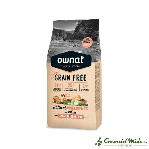 Pienso Ownat Grain Free Adult Salmon&Seafood sin cereales para perros adultos 3Kg