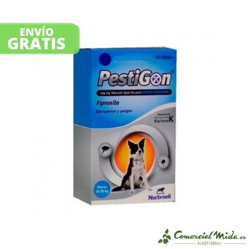 Expositor pipetas PESTIGON perros 10-20Kg anti pulgas y garrapatas