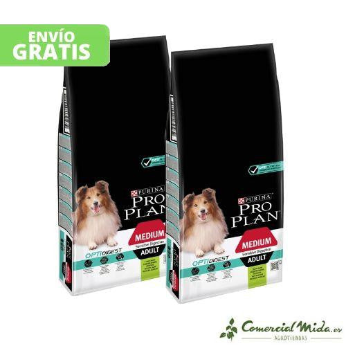 PURINA PRO PLAN MEDIUM ADULT OPTIDIGEST CORDERO pack de 2 unidades