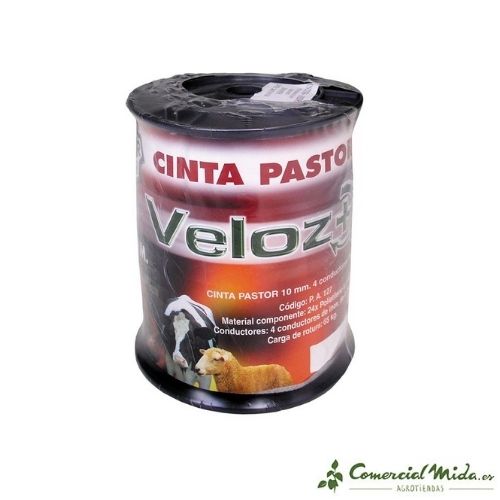 Cinta para pastor eléctrico 10 mm x 200 m de Veloz +